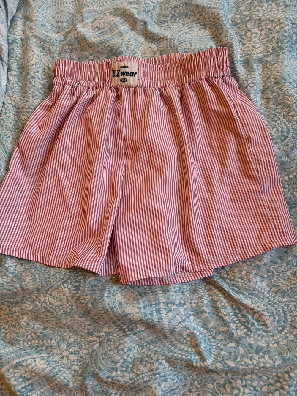 Women's Pink Striped Elastic-Waist Shorts